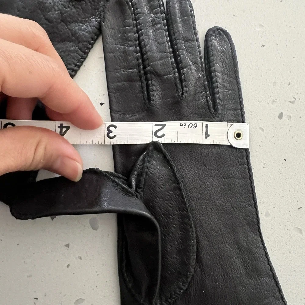 Vintage 50s 60s Genuine Deerskin Leather Gloves set White Black size 6 / 6.5